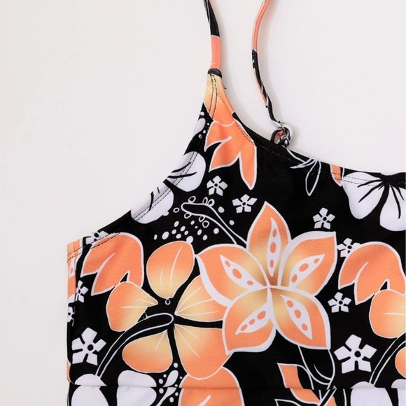 Boho Floral Print High Waist Bikini Swimsuit Bathing Suit - Picture 5 of 8